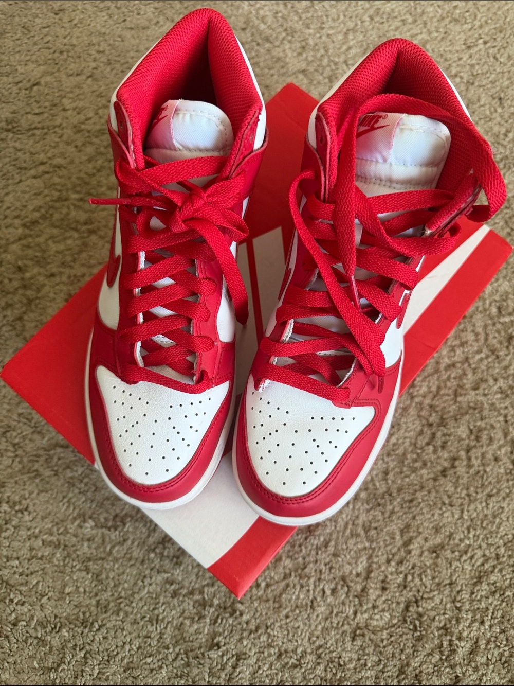 Nike Men High-Top Sneakers in Red and White